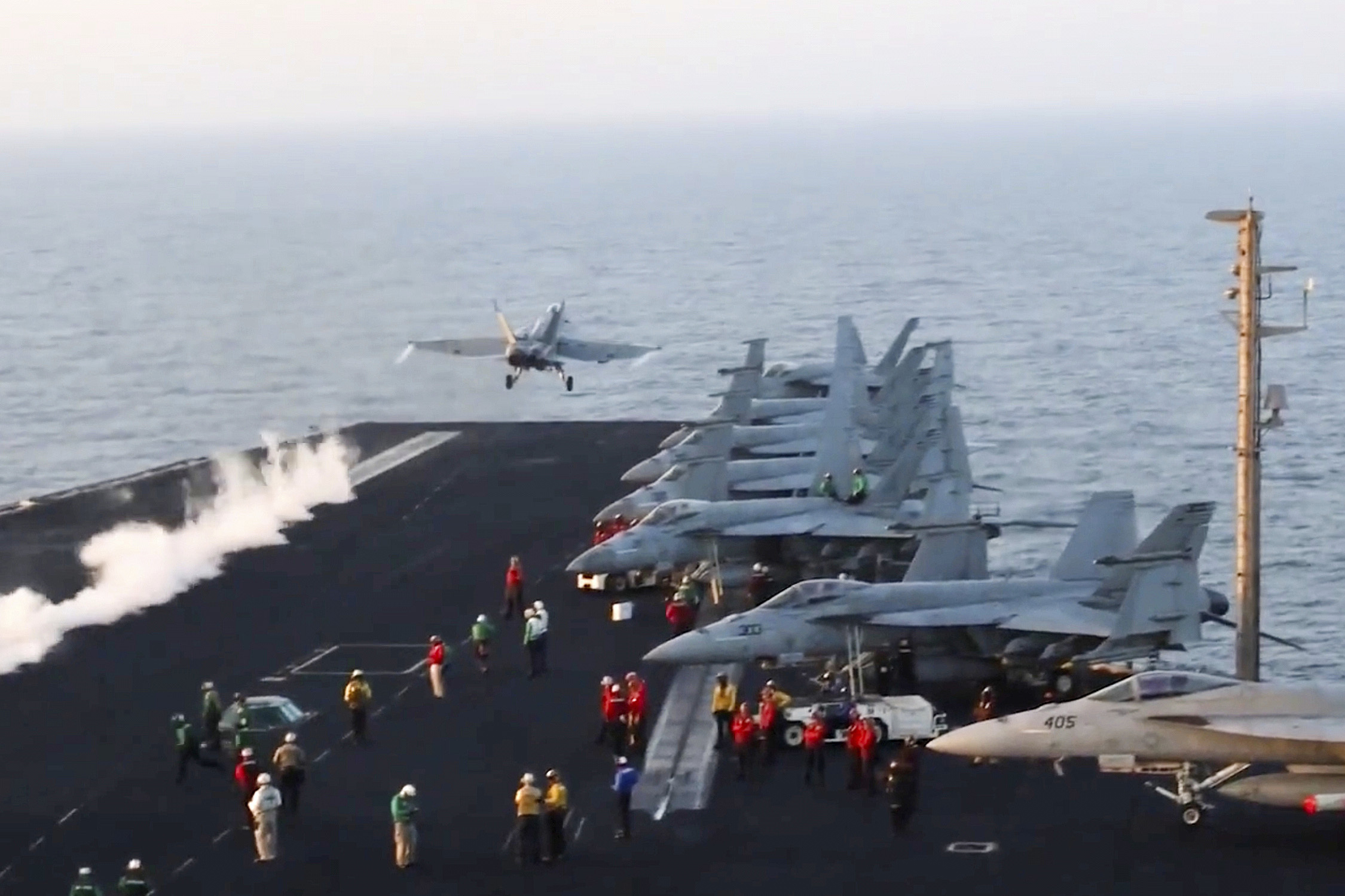 middle east houthis us aircraft carrier attacked with missiles and a drone