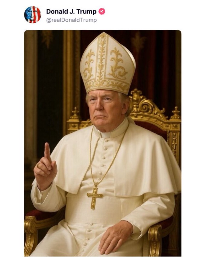 usa donald trump dressed as pope in photo posted on white house social media