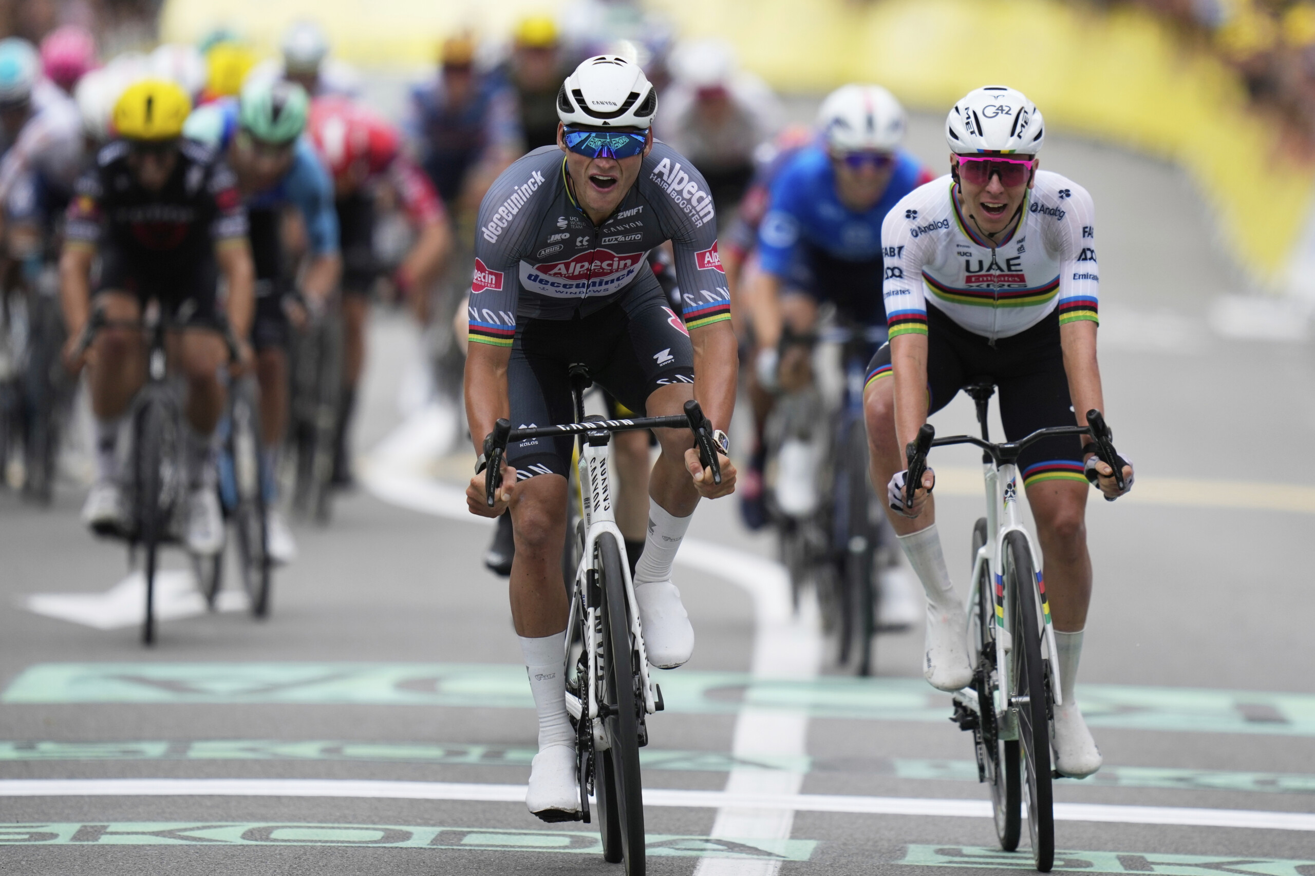 tour de france van der poel wins second stage and claims the yellow jersey scaled
