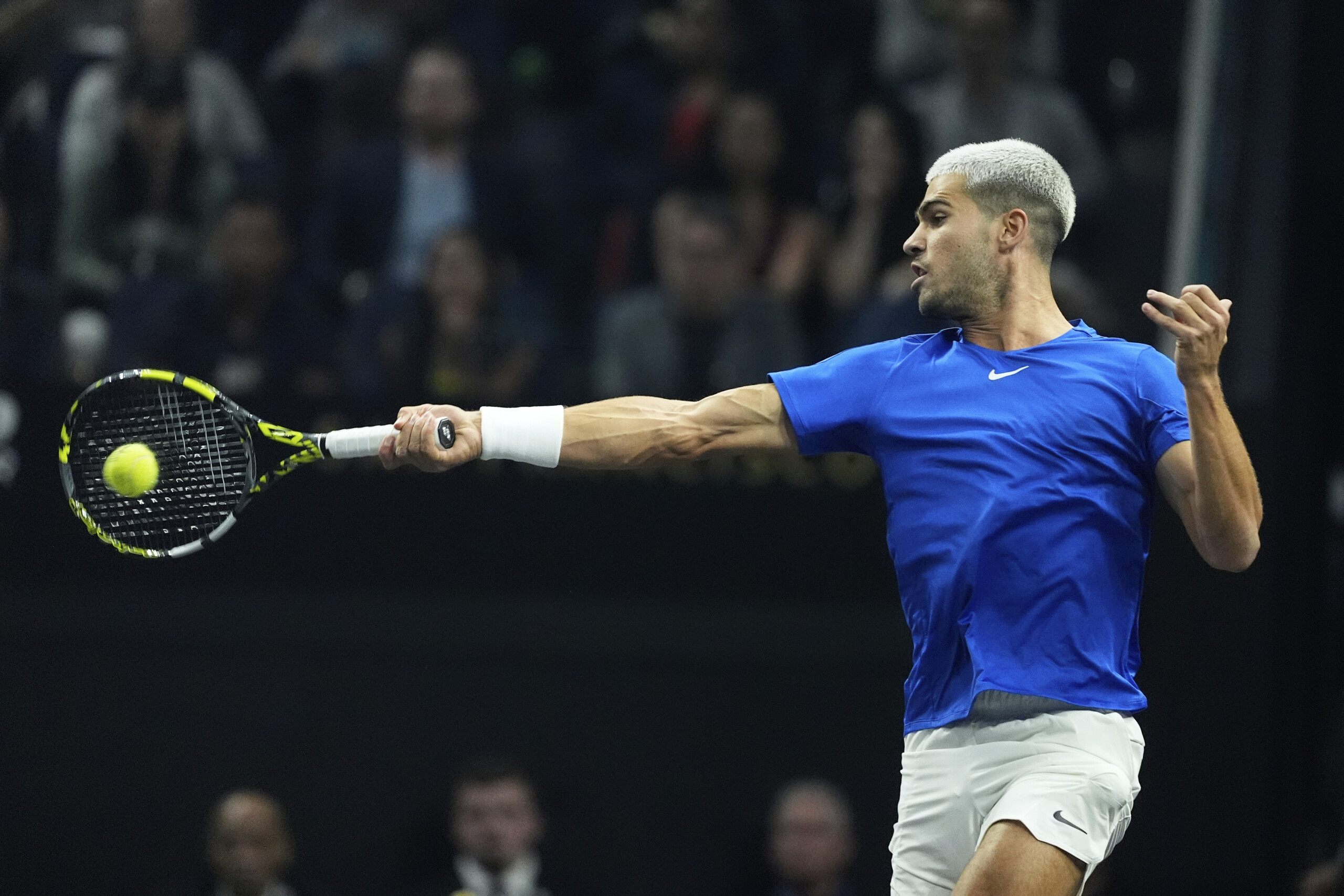 tennis scare for alcaraz who was down on the court with a painful ankle but then returned to the match scaled