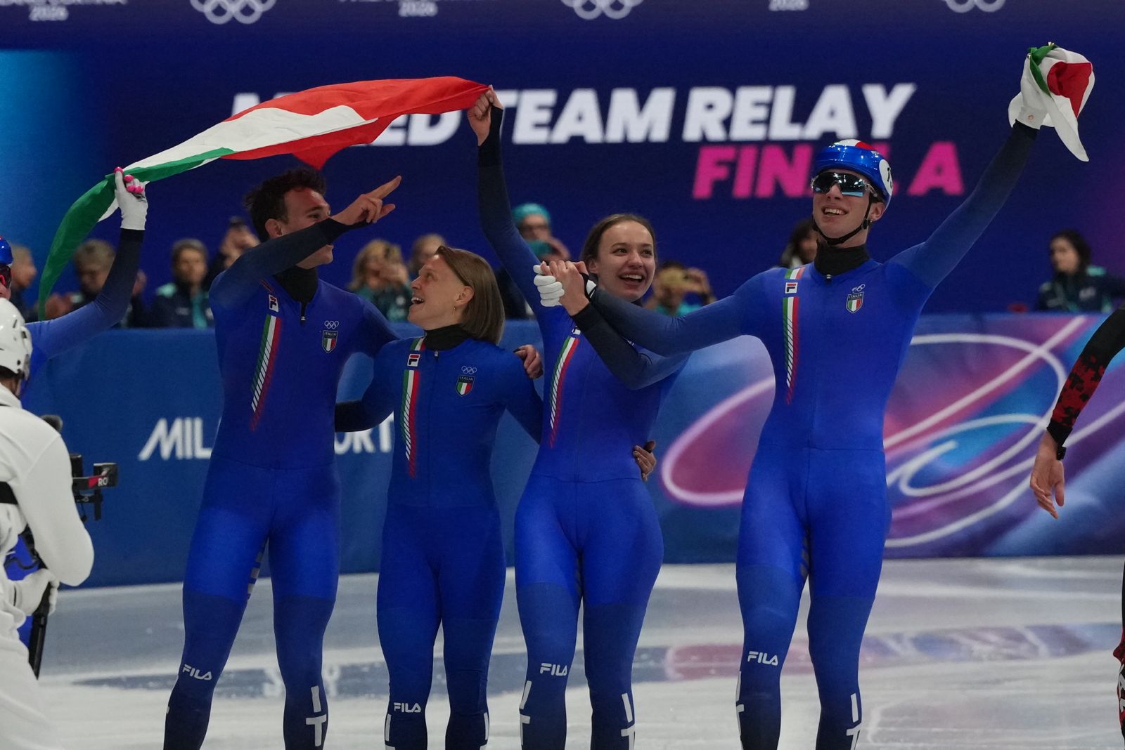 milan cortina italy wins gold in mixed short track relay