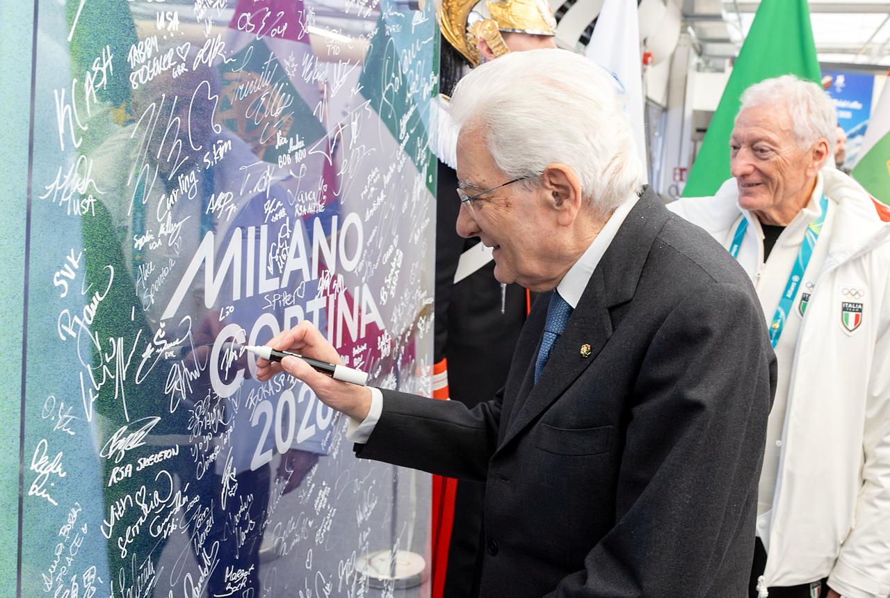 milan cortina mattarella signs olympic truce mural